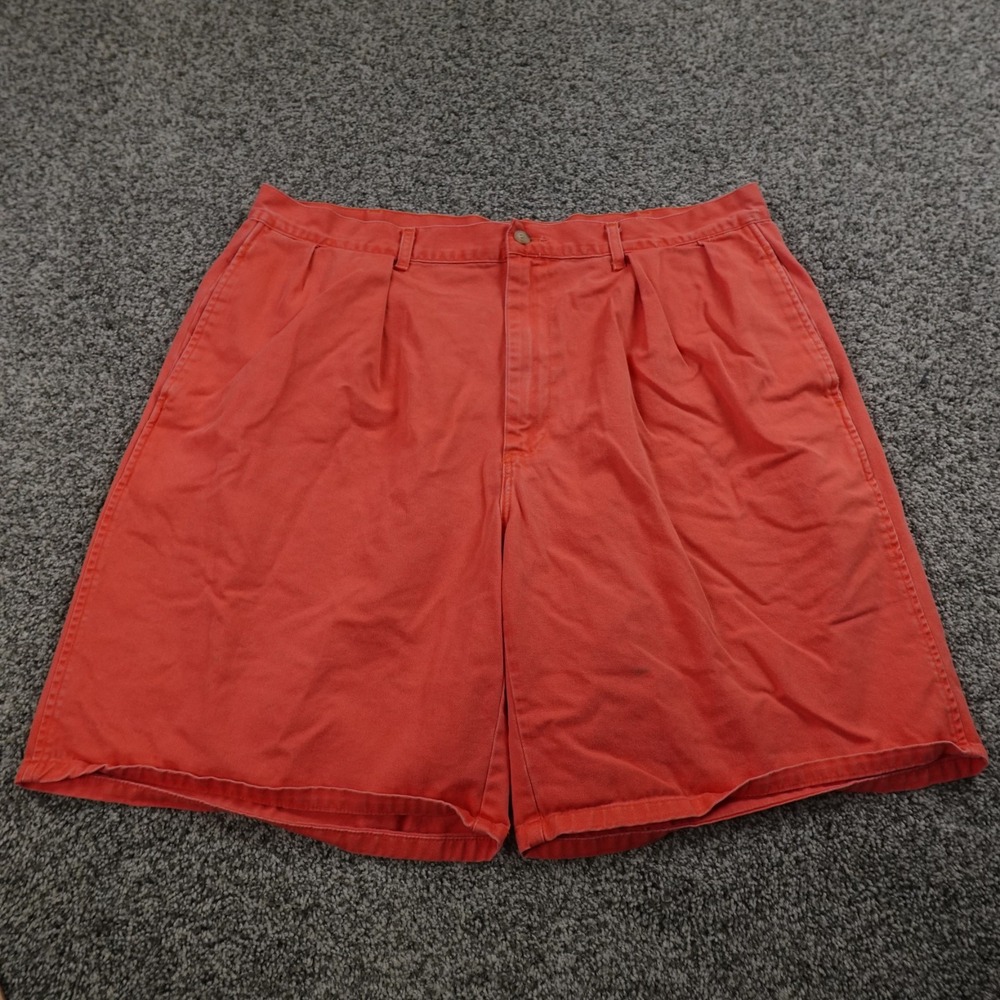 VTG Polo Ralph Lauren Shorts Mens 38 Red Orange Chino Pleated Golf 90s Dad USA